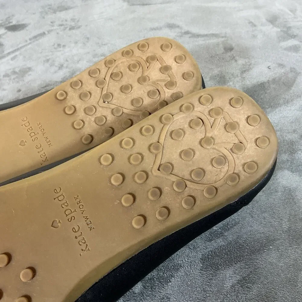 8 B Kate Spade Brass Bit Flats Leather Womens 8 B Carmen Navy 38.5